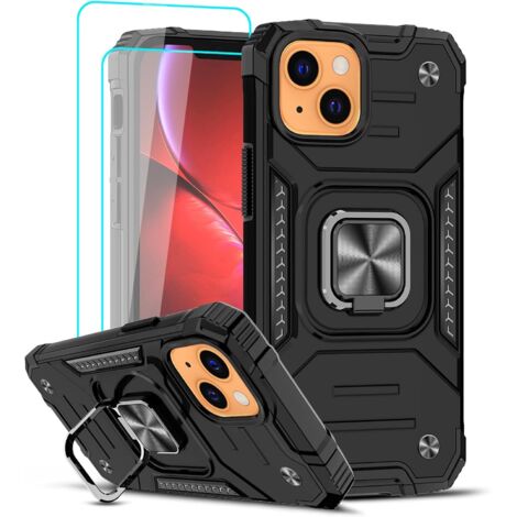 CUSTODIA PER APPLE IPHONE 13 MINI ARMOR NERO + 2 PEZZI DI VETRO TEMPERATO (1/5)