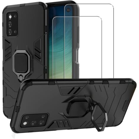 CUSTODIA PER SAMSUNG GALAXY A52 5G NERA ARMATURA CON ANELLO 2X VETRO (1/5)