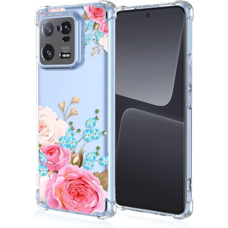CUSTODIA PER XIAOMI 13 PRO TRASPARENTE FIORI COLORATI ROSA BLU (1/5)