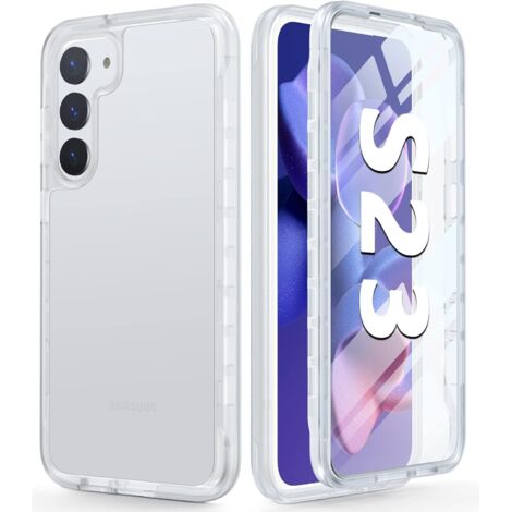 CUSTODIA BUMPER PER SAMSUNG GALAXY S23 CUSTODIA BIANCA OPACA GLASSATA PROTEZIONE A 360° (1/5)