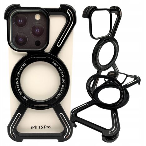 Custodia per iPhone 15 Pro Magsafe in metallo con supporto in titanio a 360° (1/5)