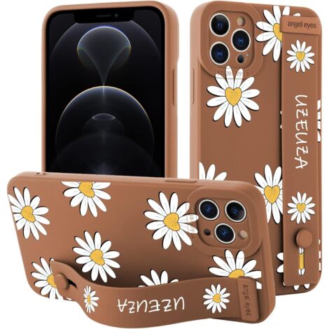 CUSTODIA MARRONE PER IPHONE 13 6.1' SLIM IN SILICONE CON FIORI (1/5)
