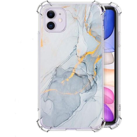 CUSTODIA PER APPLE IPHONE 11 CUSTODIA FLESSIBILE GRIGIO ORO BLU MARMO GLAMOUR (1/5)