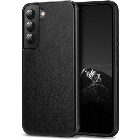 CUSTODIA POSTERIORE PER SAMSUNG GALAXY S22 IN SILICONE NERO IN PELLE PU SM-S901 (1/5)