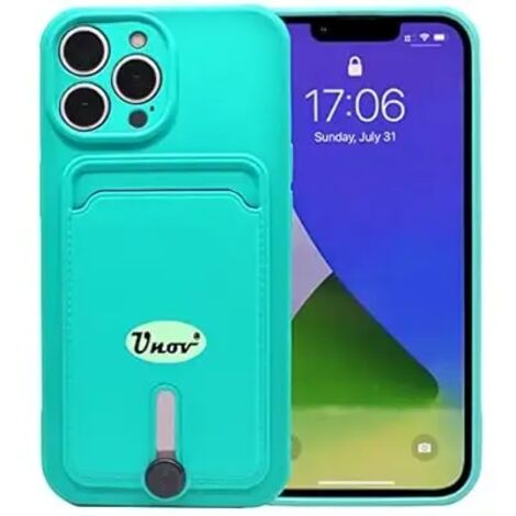 PORTAFOGLIO PORTA CARTE IN SILICONE TURCHESE PER APPLE IPHONE 13 PRO 6.1" (1/5)