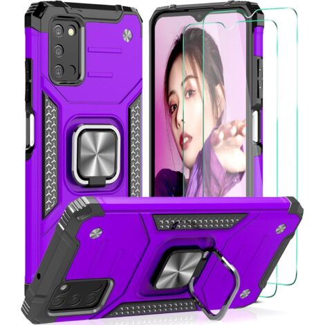 CUSTODIA PER SAMSUNG GALAXY A03S/A02S SILICONE CON SUPPORTO VIOLA + 2xVETRO (1/5)