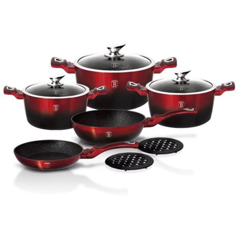 BERLINGER HAUS BH-1631 SET DI PENTOLE IN GRANITO METALLIZZATO BORGOGNA 10 PEZZI (1/5)