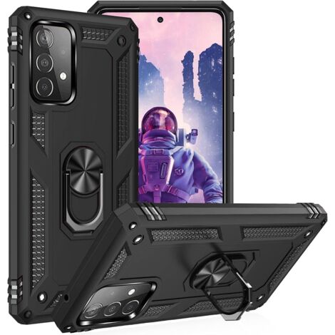 CUSTODIA PER SAMSUNG GALAXY A52/A52 5G NERO CON SUPPORTO AD ANELLO SM-A525F SM-A526B (1/5)
