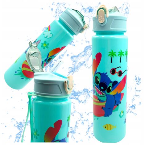 Innovativa borraccia a doppio uso da 600 ml, con cannuccia, per casa, all' aperto, campeggio, sport (bianco