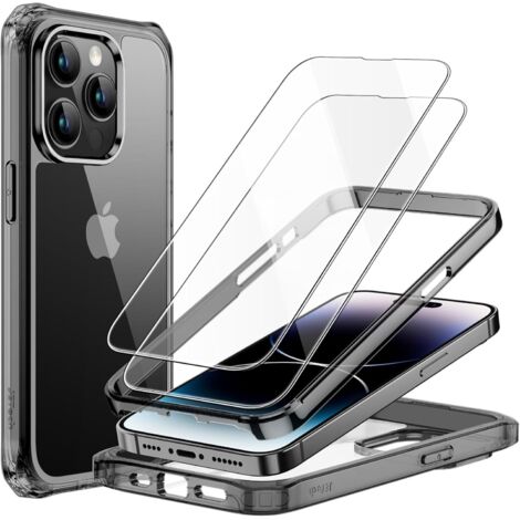 CUSTODIA POSTERIORE PER APPLE IPHONE 14 PRO MAX CORNICE NERA + 2 VETRO TEMPERATO (1/5)