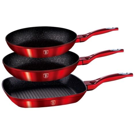 SET DI 3 PENTOLE IN GRANITO BERLINGERHAUS LINEA ROSSA METALLICA BH-1289 (1/2)