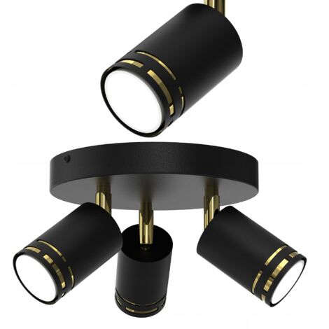 Granada Plafoniera Led Doppio Crechio Nero Con Riflettore Oro Opaco Con Funzione Regolazione Intensita Con Interruttore Parete L 59cm 81191933 - Foto 7