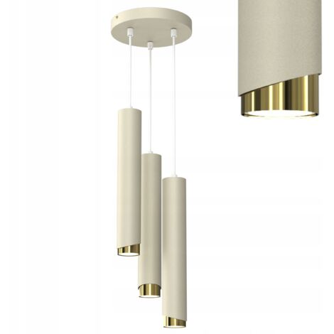 Gratuito. Lampada a sospensione a tubo 3x GU10 ghiacciolo beige oro Smusso su ruota