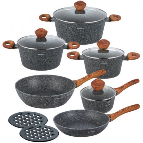 SET DI 12 PENTOLE IN GRANITO KLAUSBERG KB-7242 GRANITO LEGNO