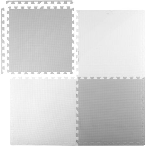 Grande tappeto in schiuma, puzzle Ricokids 60x60cm 4 pezzi bianco e grigio