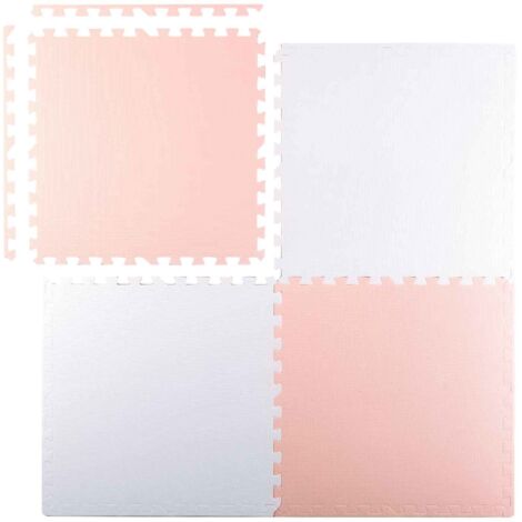 Tappeto puzzle in schiuma grande Ricokids 60x60 cm 4 pezzi pesca e bianco