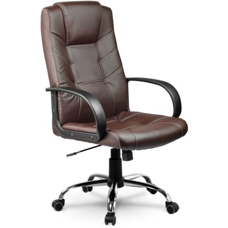 Poltrona da ufficio in pelle marrone Sofotel EG-221