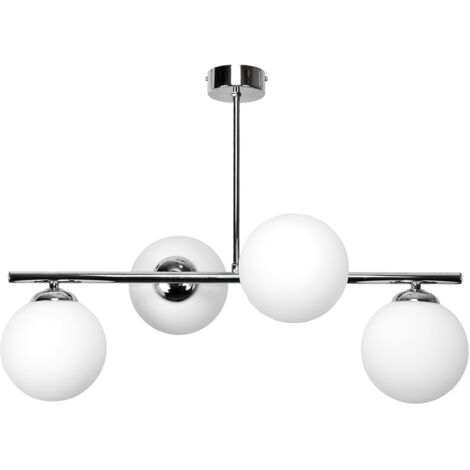 LAMPADA A SOSPENSIONE LAMPADARIO PARALUMI IN VETRO SFERE E14 LED TITANIO CROMO 14-921