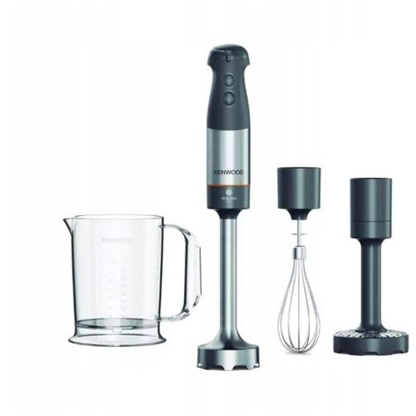Kenwood Triblade XL+ Frullatore ad Immersione, Mixer, Asta in Acciaio Removibile, Dotato di Frusta a Filo, Schiacciaverdure e Bicchiere Graduato con Manico da 0,75L, Potenza 1000watt,Grigio
