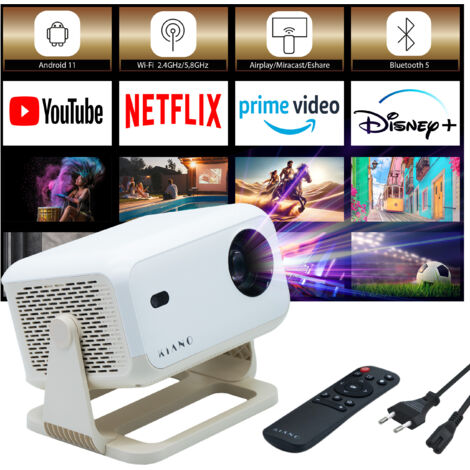 Proiettore ALINORE 800 ANSI Full HD 1080p - Smart Con Android 13, WiFi 6, Bluetooth 5.2, Correzione Auto Keystone 6D, Messa A Fuoco Elettrica, Portatile Per Home Cinema E Esterno