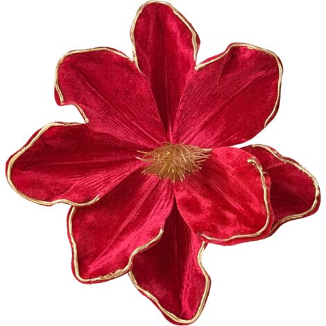 Fiori per l'albero di Natale - Magnolia rossa a punta H 27 cm Fi 22 cm
