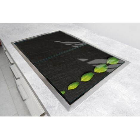 Piastre Copri Fornelli 30x52 Vetro Temperato Grigio Goccia Set 2 Pezzi