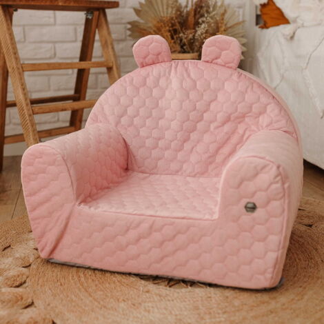 Seggiolino per bambini trapuntato a nido d'ape in velluto rosa antico (1/5)
