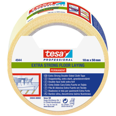 Nastro biadesivo in tessuto resistente Tesa per tappeti, largo, 10 m, 50 mm