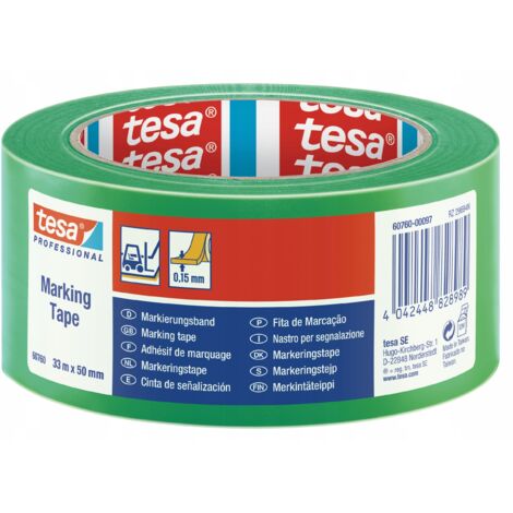 Nastro di segnalazione TESA PROFESSIONAL in PVC verde resistente 33 m x 50 mm