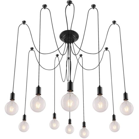 Lampada a sospensione Spider 10 lampadine E27 10x60W nero opaco 2224 Caspar Rabalux (1/4)