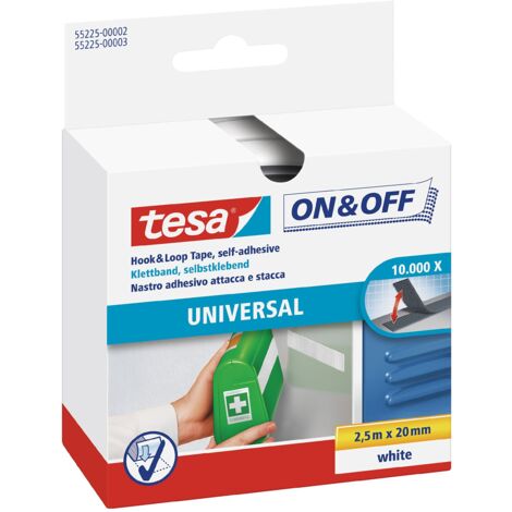 Nastro di montaggio in velcro TESA, autoadesivo, bianco, 2,5 m x 20 mm