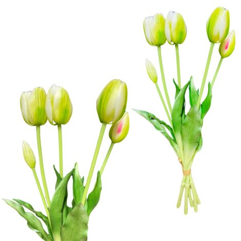 Tulipani verdi - Bouquet di gomma con tulipani 39 cm Real Touch colore 15