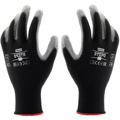 Nitras 6215 Guanti Da Lavoro In Nylon Con Rivestimento PU - Taglia 10, Nero, Confezione Da 12 Paia - 2