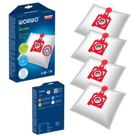 SACCHETTI per aspirapolvere ZELMER JUPITER ZVCA300B 49.4200 ZMB03K 4 pezzi + filtro (1/5)