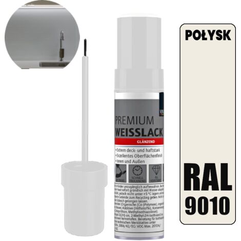 Vernice ritocco RAL 9010 BIANCO LUCIDO con pennello per mobili da cucina e bagno 12 ml