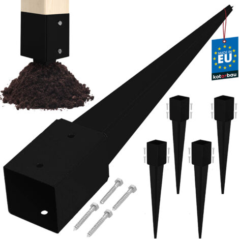 KOTARBAU® Ancoraggio a terra con base in acciaio per pergole e gazebo, 91 x 91 x 750 mm, nero, set da 4 (1/5)
