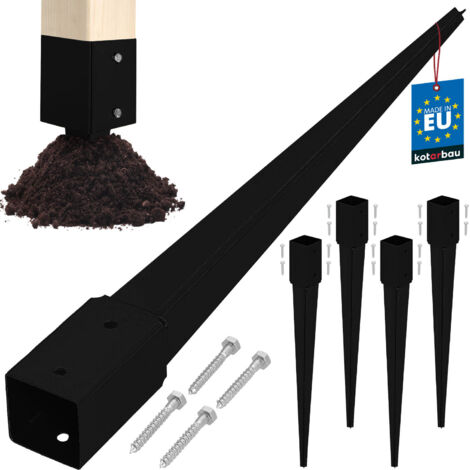 KOTARBAU® Ancoraggio a terra con base in acciaio per pergole e gazebo, 51 x 51 x 600 mm, nero, set da 4 (1/5)