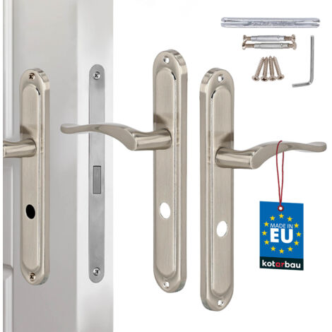 Maniglia per porta con piastra lunga, serratura per WC, per bagno, classica satinata, 72 mm (1/5)