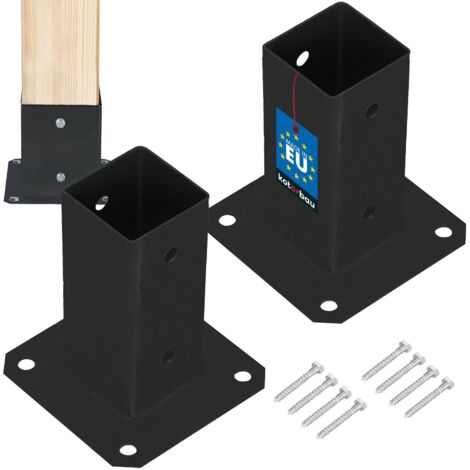 Base per palo in legno avvitata al cemento acciaio nero 60x60 mm 2 pz (1/5)