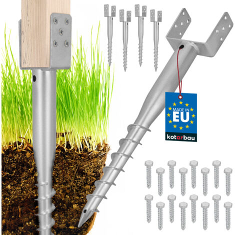Base per palo di ancoraggio a terra con bullone a U in acciaio KOTARBAU® per recinzioni, gazebo, 140 x 720 mm, set da 4 (1/5)