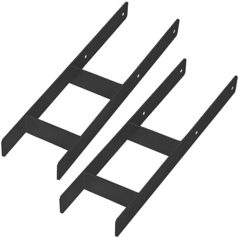 KOTARBAU® Base per palo a H per installazione su muratura Staffa di ancoraggio Acciaio zincato nero 150 MM Set di 2 (1/5)