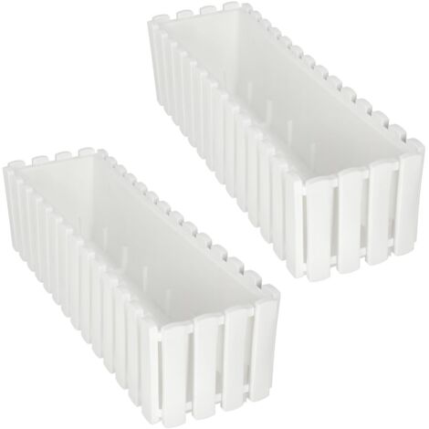 Fioriera da balcone per ringhiera terrazza rustica bianca 60 cm 2 pezzi (1/5)