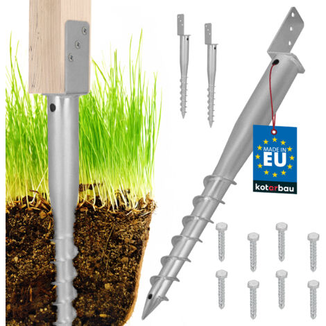 KOTARBAU® Base per palo a L Ancoraggio a terra in acciaio per recinzioni Gazebo 60 x 735 mm Set di 2 (1/5)