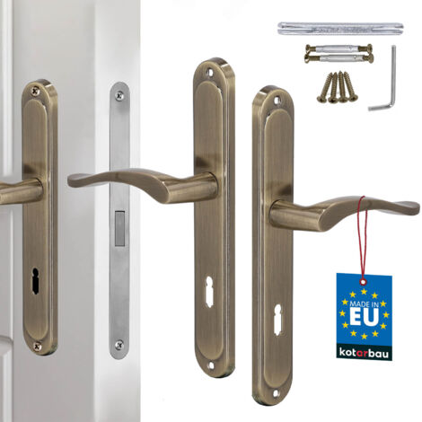Maniglia per porta con placca lunga per chiave Classic Patina 72 MM