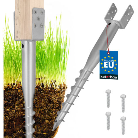 Base per palo di ancoraggio a terra a forma di U, in acciaio, 91 x 710 mm