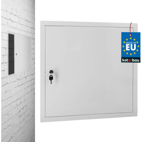 Porta di ispezione con serratura a chiave in acciaio bianco 50 x 50 cm