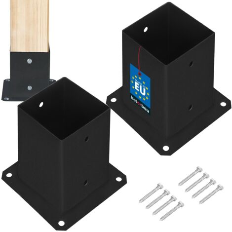 Base per palo in legno avvitata al cemento acciaio nero 90x90 mm 2 pz (1/5)