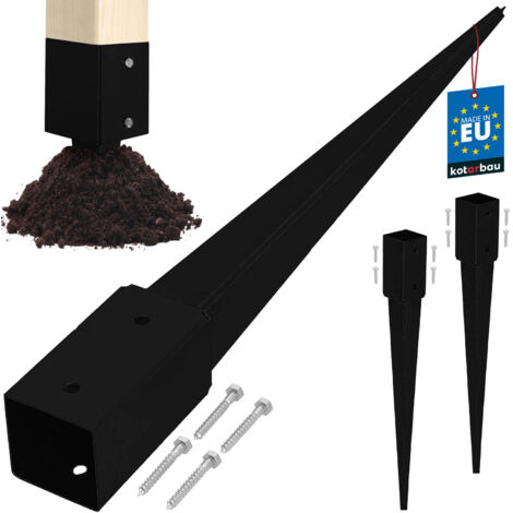 KOTARBAU® Ancoraggio a terra con base in acciaio per pergole e gazebo, 71 x 71 x 750 mm, nero, set da 2 (1/5)