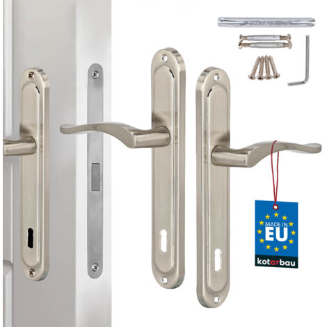 Maniglia per porta, placca lunga, classica satinata, 90 mm