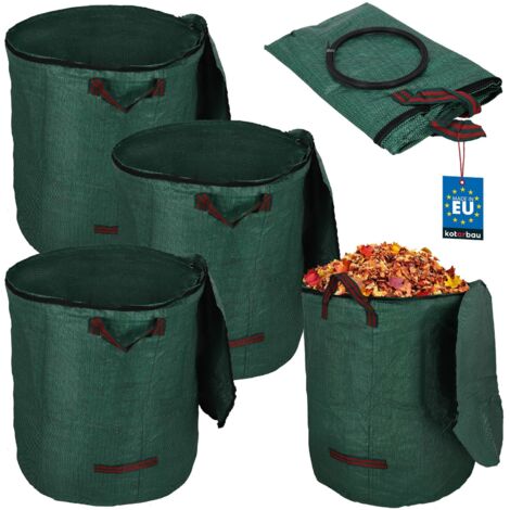 KOTARBAU® Cesto da giardino per foglie ed erba, rotondo, pieghevole, chiusura con cerniera, 272 L, set da 3 (1/5)